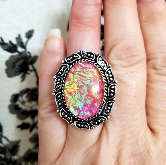 New Australian Triplet Opal 925 Silver Ring. - Picture 6 of 8